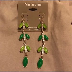 Green leaf earrings